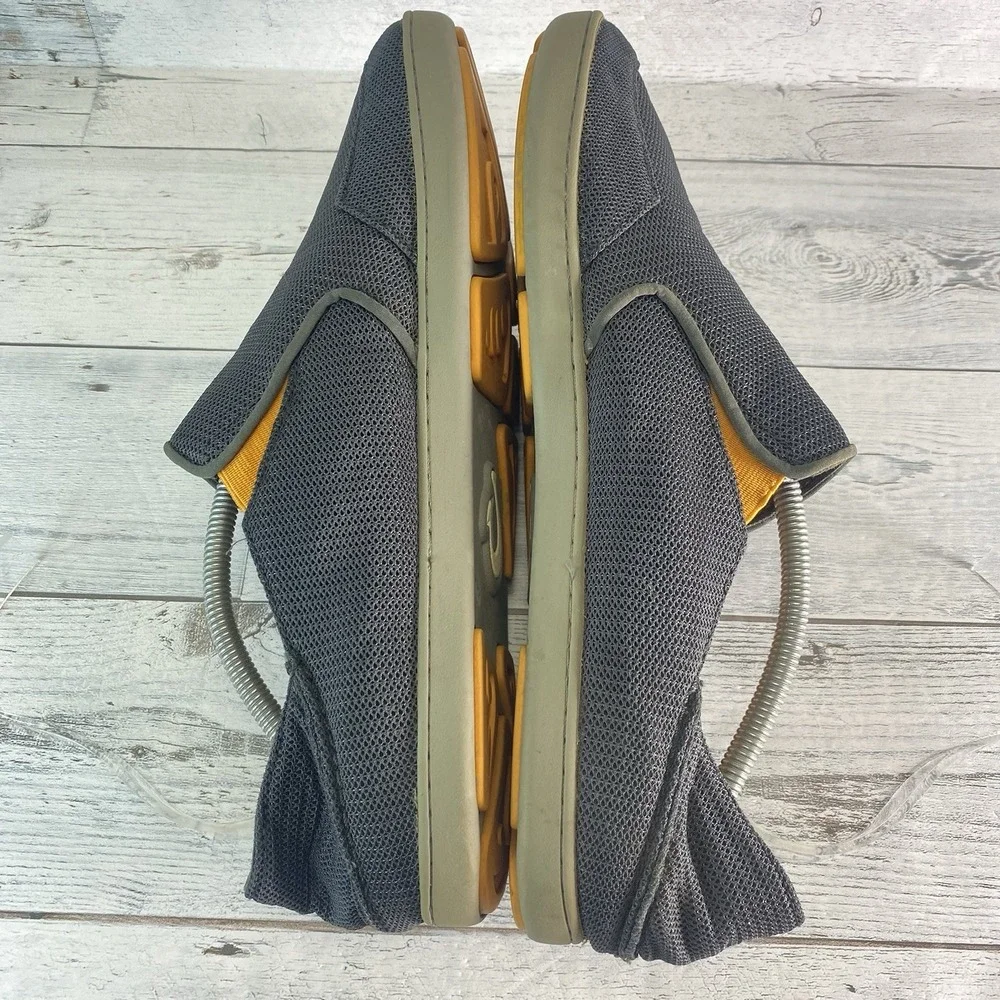 OluKai Nohea Mesh Loafers Mens 12 Gray Orange Slip On Shoes Comfort Casual Beach